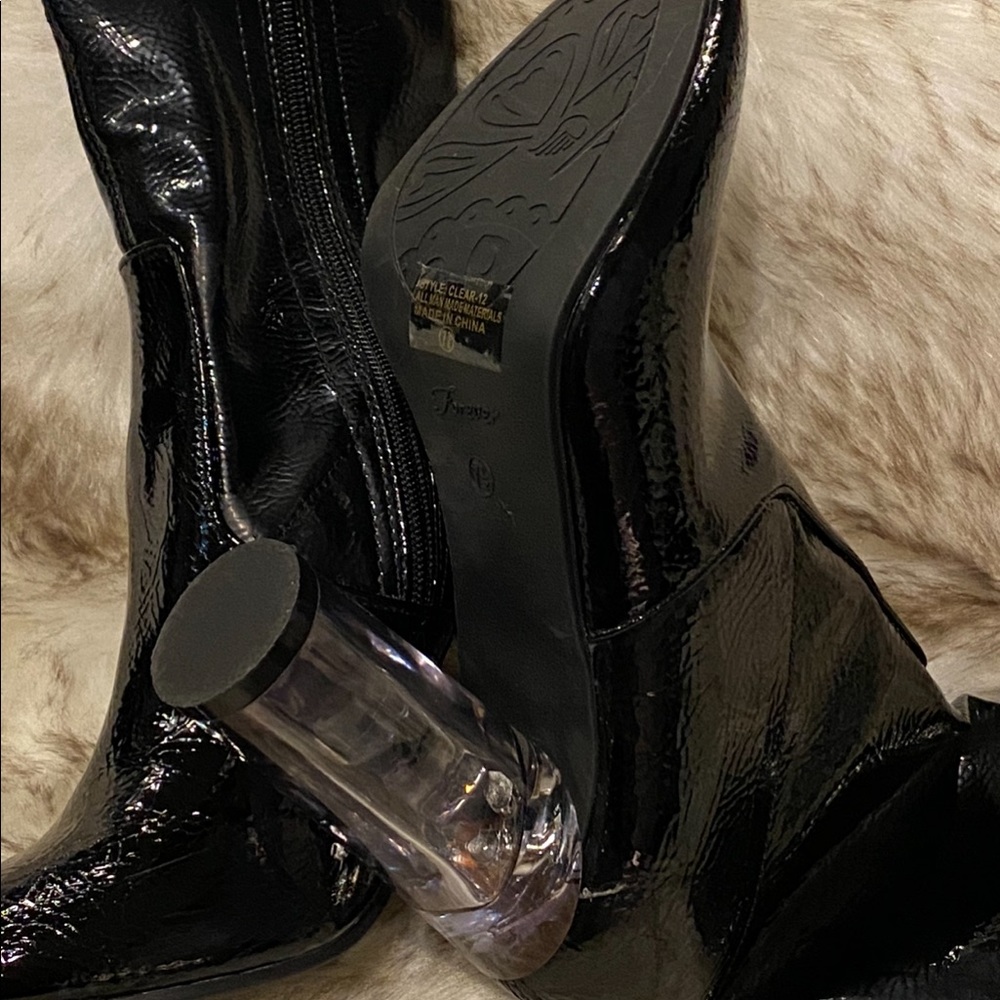 Ankle High Acrylic transparent Heel shine Boots . - Picture 12 of 14